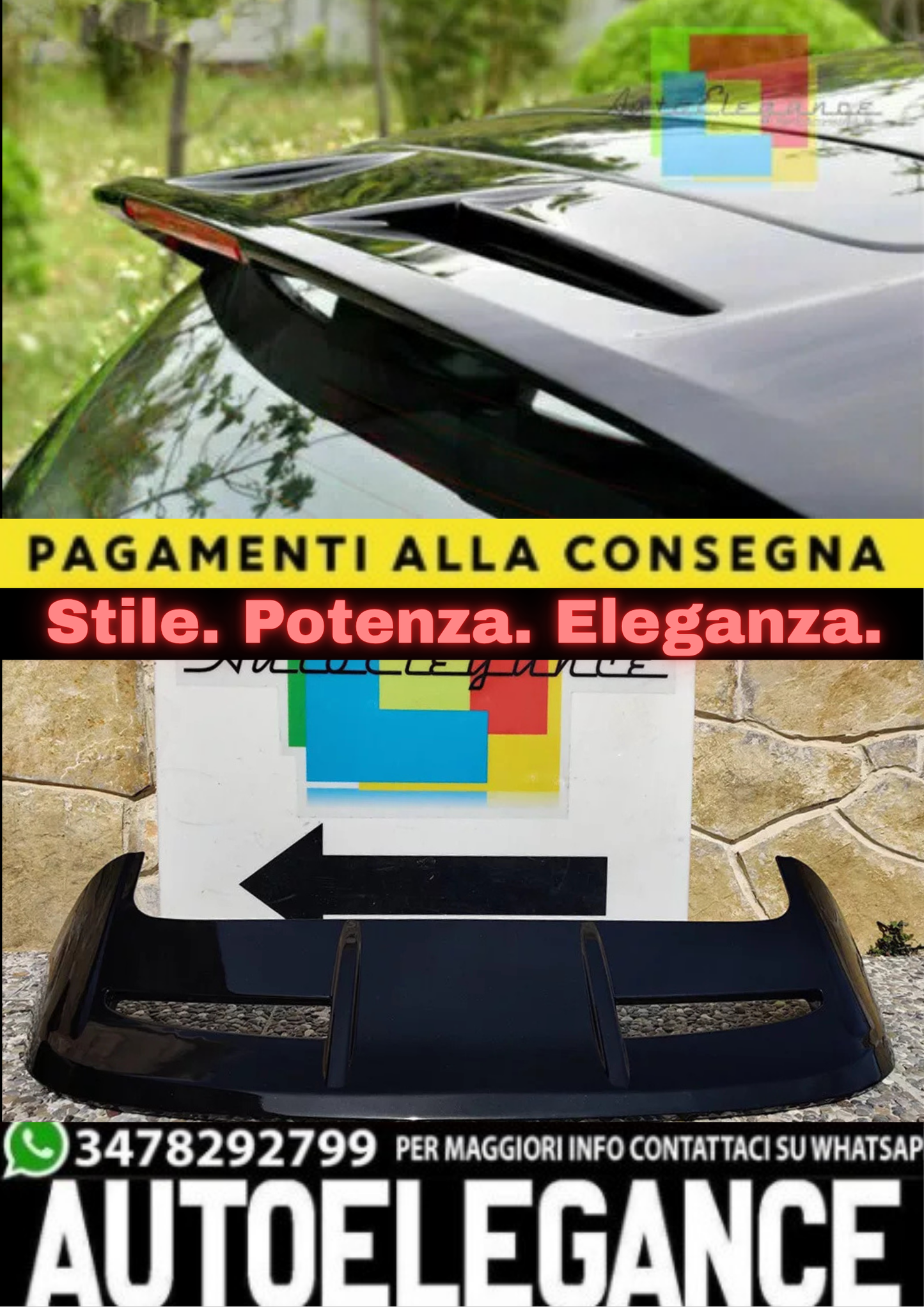 🔥SPOILER SUL TETTO POSTERIORE ABS NERO ADATO PER FORD FIESTA MK7 2008-2017 🔥