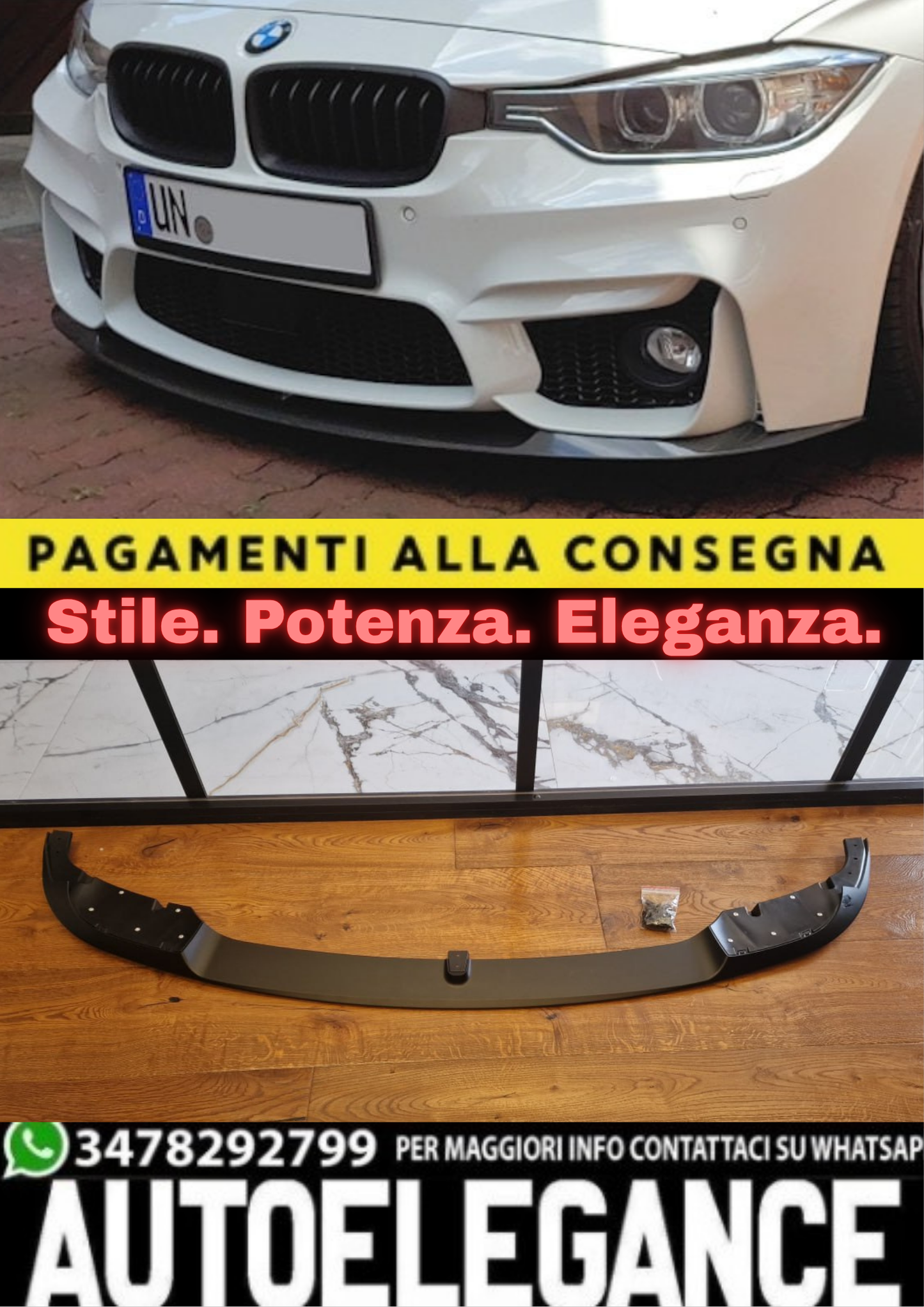 🔥SPLITTER BMW SERIE 3 F30 F31 PER PARAURTI AFTERMARKET F80 M3 M4 NERO OPACO🔥