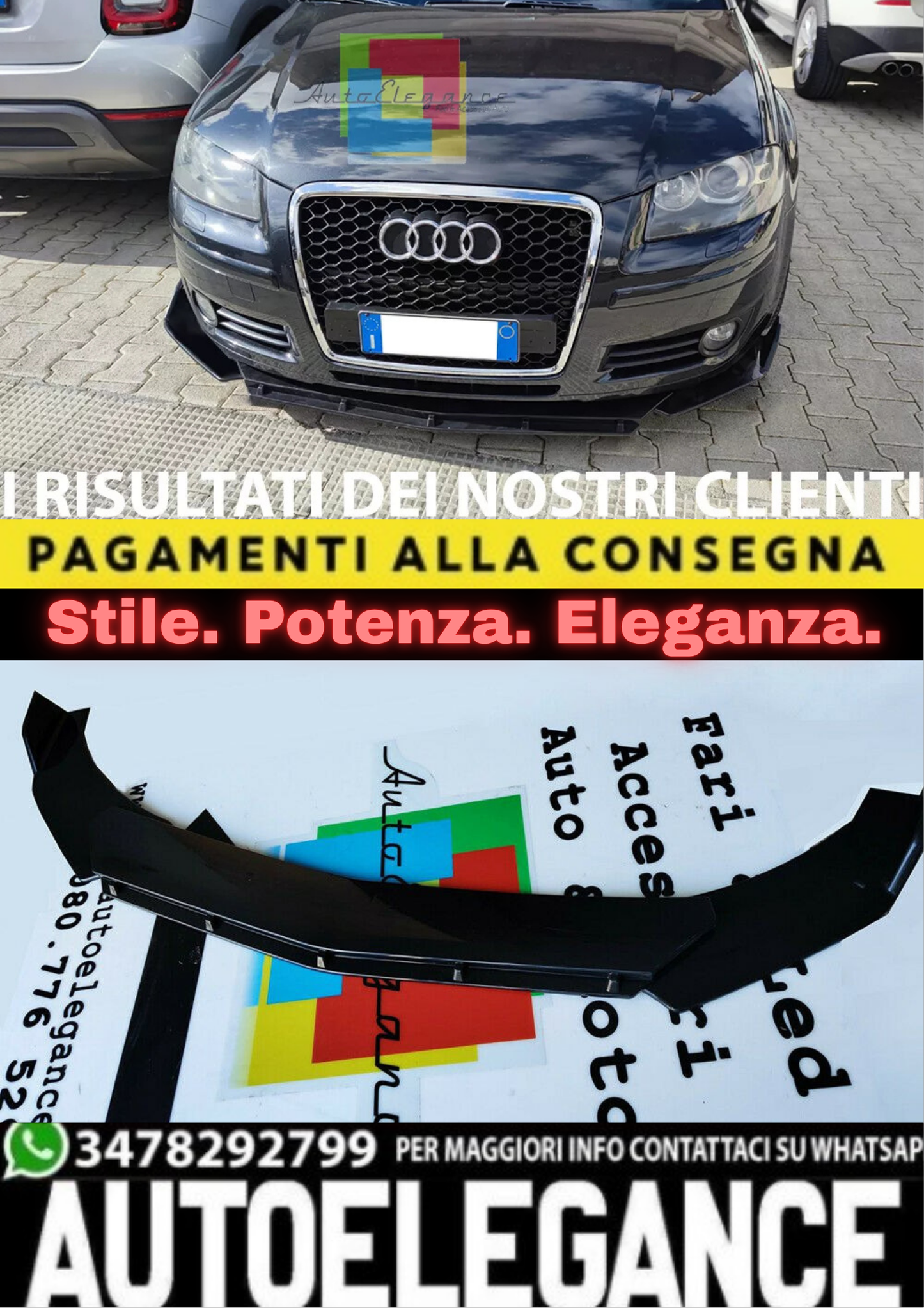 🔥0037 SPLITTER ADATTO PER AUDI A3 8P RESTYLING 2003-2011🔥