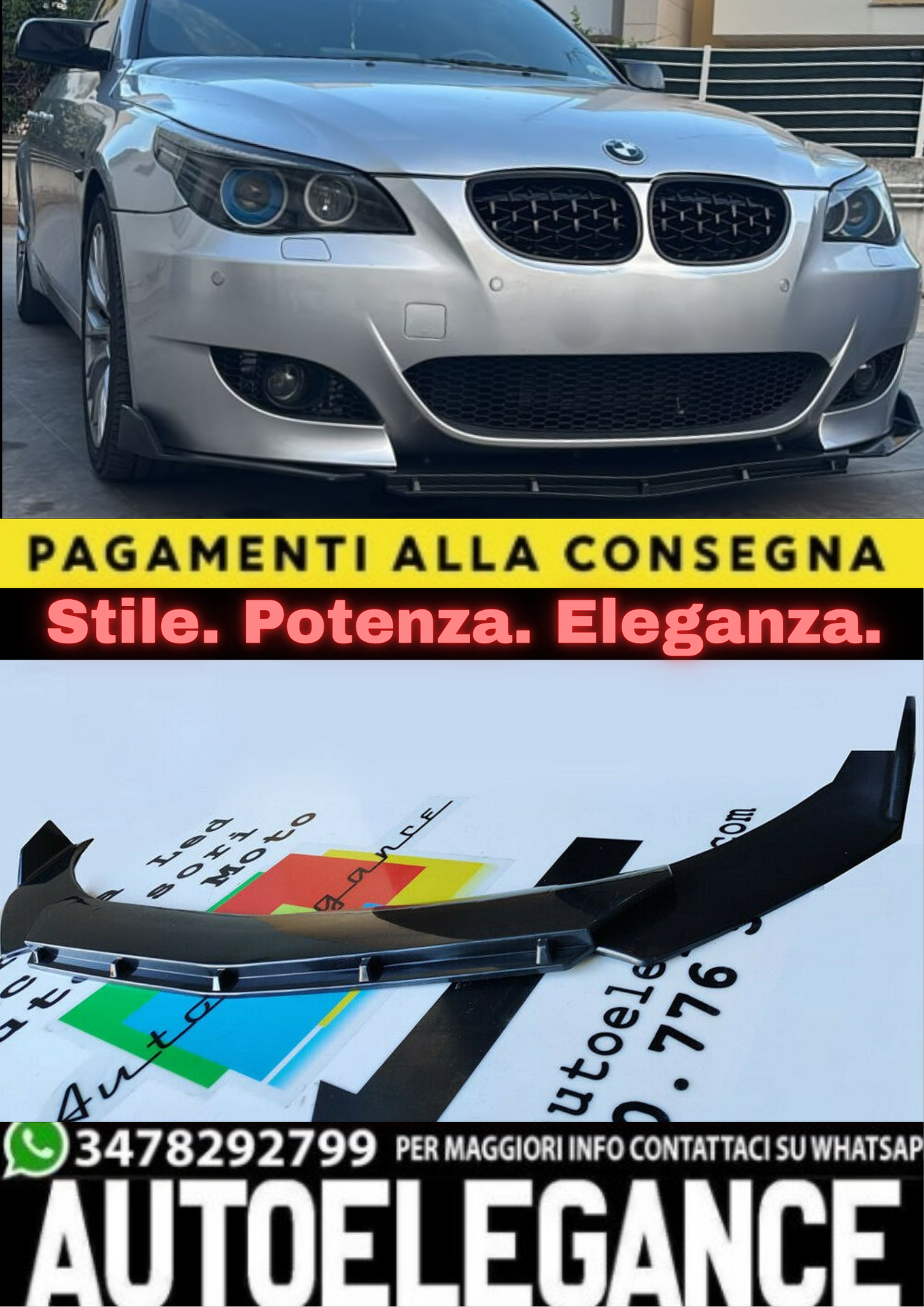 ⭐SPLITTER ANTERIORE ADATTO PER BMW SERIE 5 E60 M5⭐