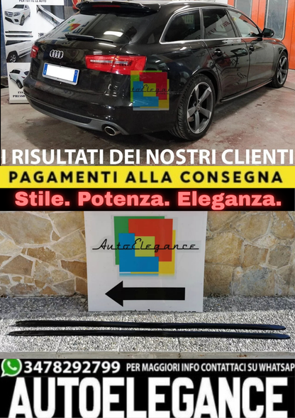 ⭐0475 MINIGONNE LATERALI PER AUDI A4 8K AVANT BERLINA SLINE ABS NERO LUCIDO⭐