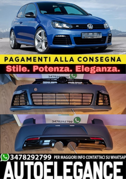 🔥1091 BODYKIT PARAURTI MINIGONNE ANTERIORE PER GOLF 6 2008-2012 LOOK R20 🔥