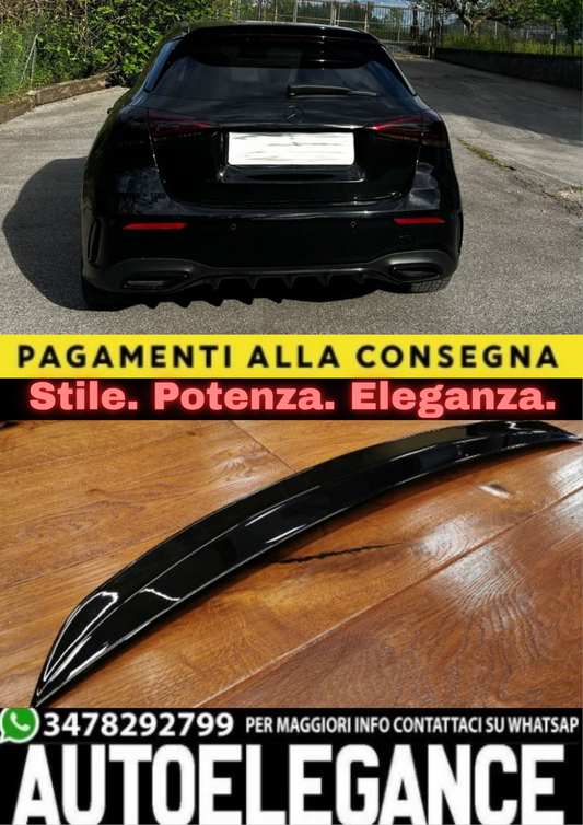 🔥0096 SPOILER ADATTO PER MERCEDES CLASSE A W177 AMG ABS NERO LUCIDO 🔥