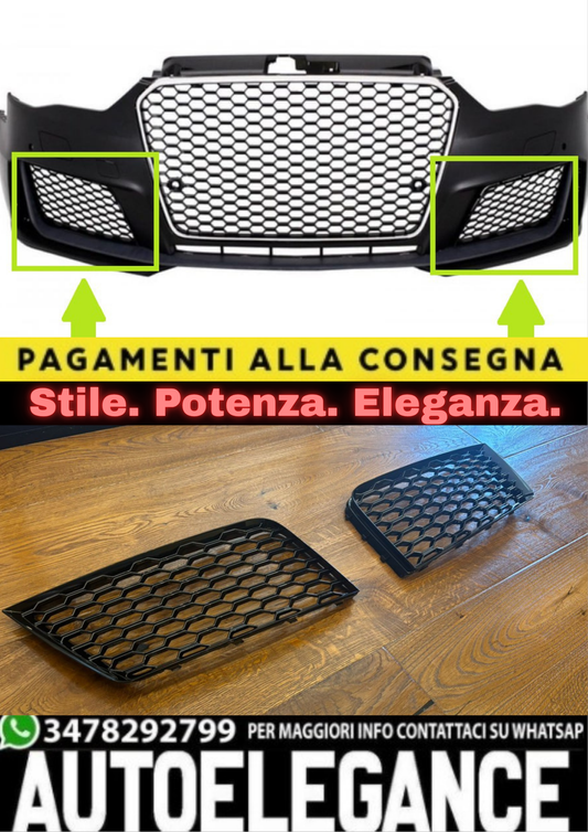 💎2250 GRIGLIE FENDINEBBIA PER AUDI A3 8V 2012-2016 SOLO PER PARAURTI RS AFTERMARKET💎