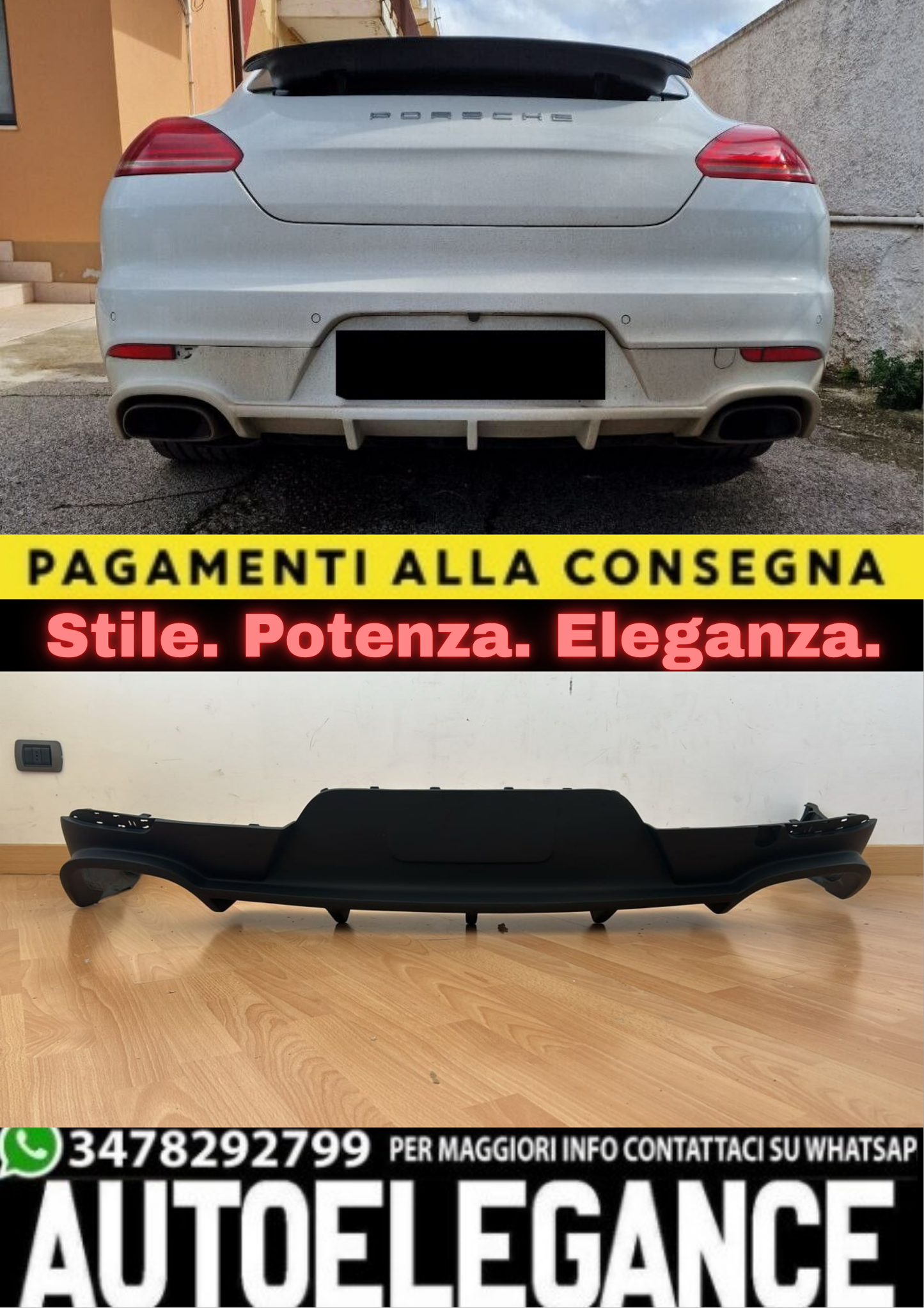 💎 0661 PARAURTI POSTERIORE ADATTO PER PORSCHE PANAMERA 2009-2016 💎