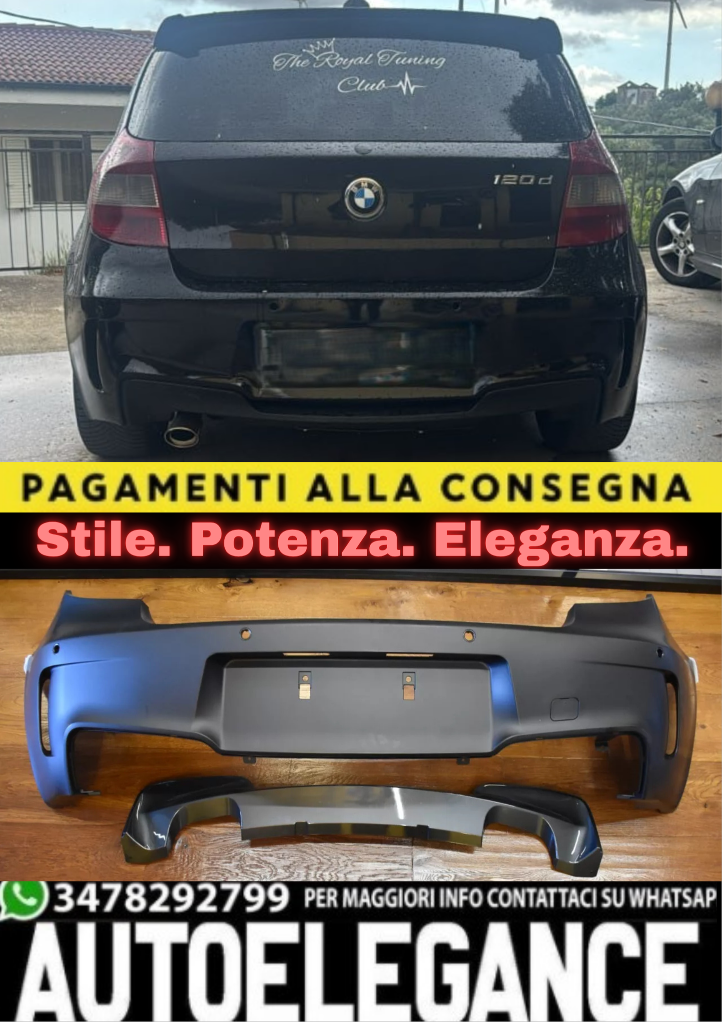 💎1723 PARAURTI POSTERIORE ADATTO PER BMW SERIE 1 E87 E81 2004-2011 LOOK M1💎