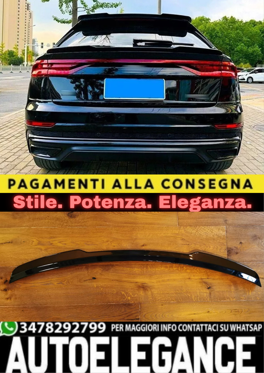✨1385 SPOILER POSTERIORE TETTO NERO LUCIDO ADATTO PER AUDI Q8 SQ8 SUV 2018+✨