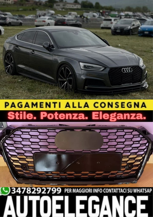 ⭐0591 GRIGLIA ANTERIORE PER AUDI A5 F5 2016-2019 NERA LOOK RS5 DESIGN SPORTIVO⭐