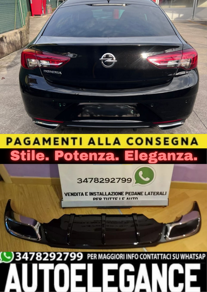 ✨0435 DIFFUSORE POSTERIORE ADATTO PER OPEL INSIGNIA B 2018+ LOOK NERO LUCIDO✨