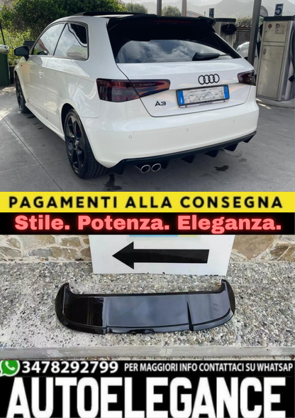 0072🔥SPOILER A3 8V 5D SPORTBACK 12-20 STANDARD LOOK RS3 NERO LUCIDO SOLO STAN🔥