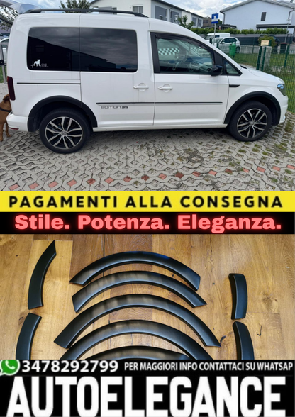 🔥1551 PARAFANGHI ALLARGATI ADATTI PER VW CADDY MK3 2015-2020 LOOK NERO OPACO🔥