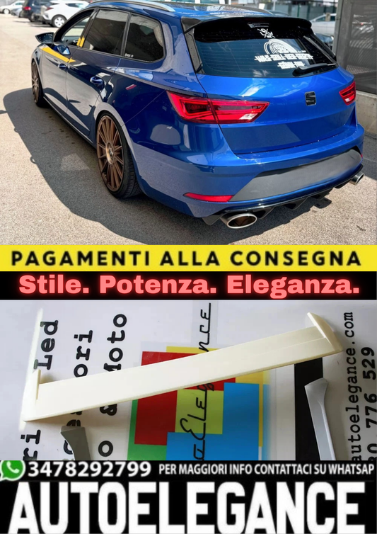 0087🔥SEAT LEON 5F 5 PORTE 2012+ SPOILER SUL TETTO POSTERIORE + DEFLETTORI ABS🔥