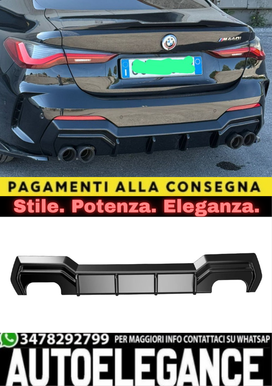 ⭐2234 DIFFUSORE ADATTO PER BMW SERIE 4 G22 M-PACK/M440i 2020+ NERO LUCIDO⭐