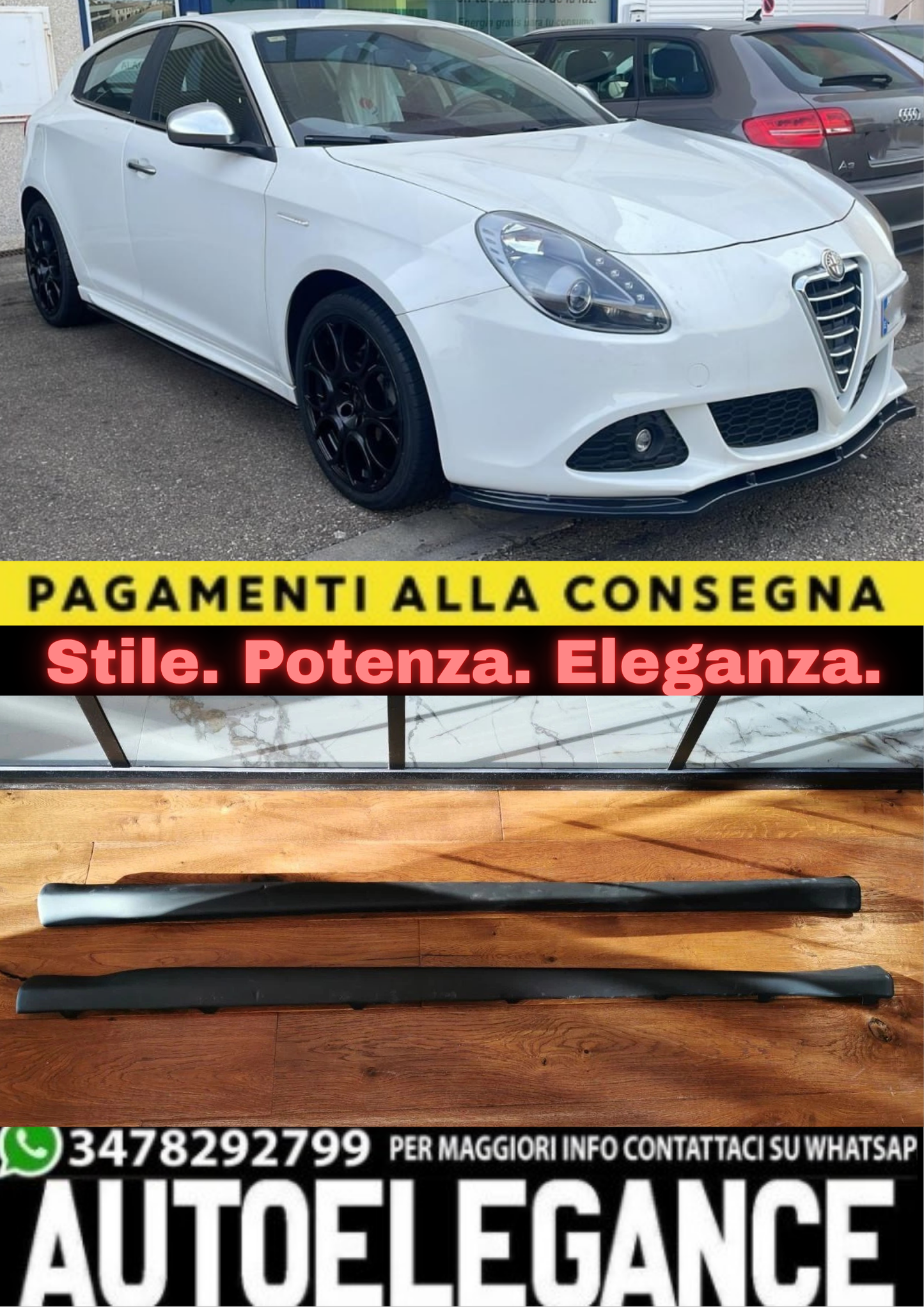 🔥1262 MINIGONNE LATERALI ADATTE PER ALFA ROMEO GIULIETTA LOOK SPRINT VELOCE🔥