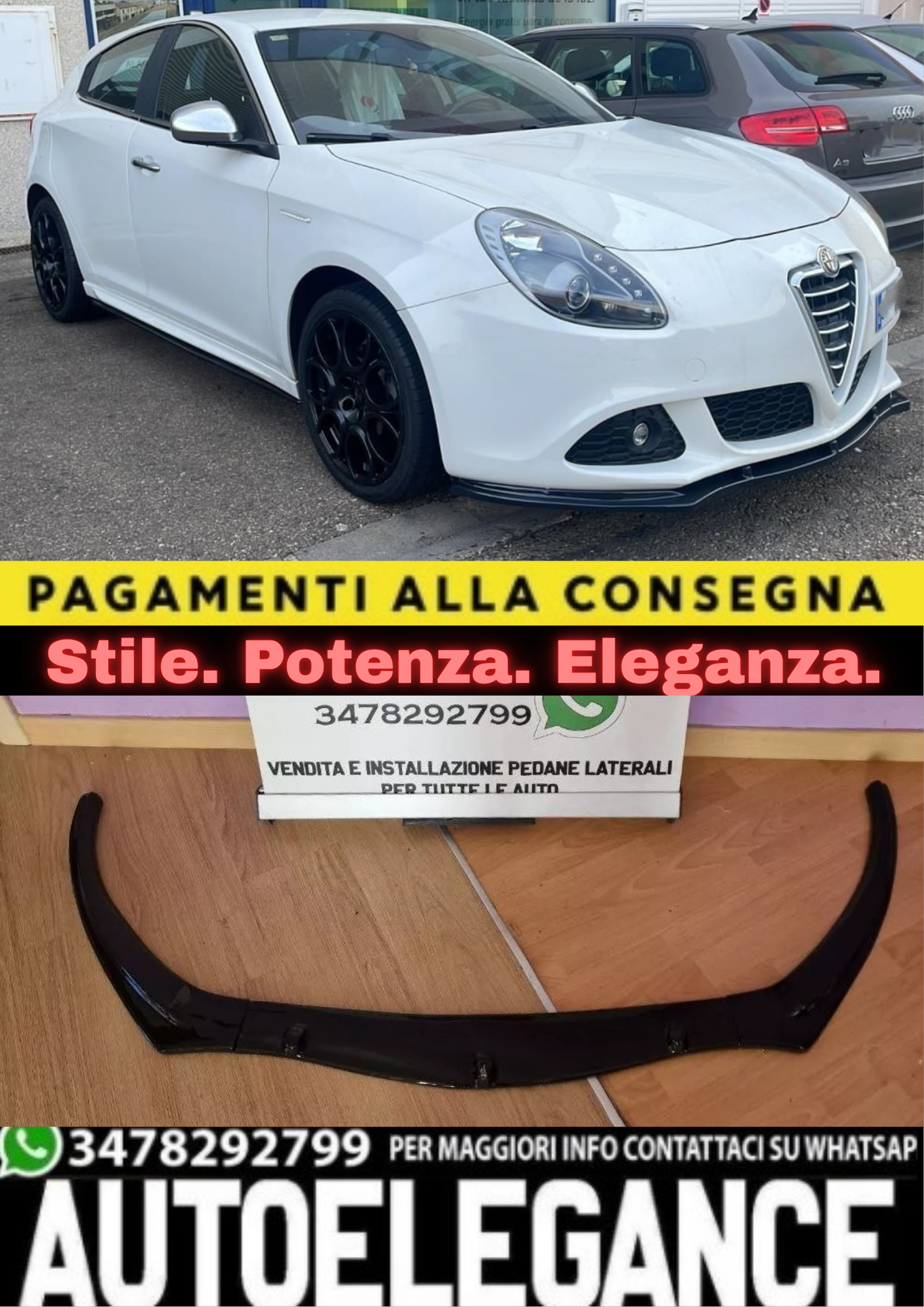 0274🔥SPOILER SOTTO PARAURTI ANTERIORE COMPATIBILE PER ALFA ROMEO GIULIETTA🔥