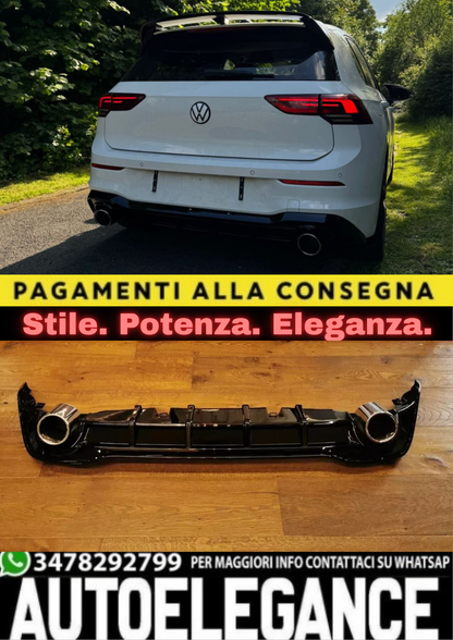0512🔥DIFFUSORE POSTERIORE ADATTO PER VW GOLF 8 2019+ STILE GTI 1+1 IN ABS🔥