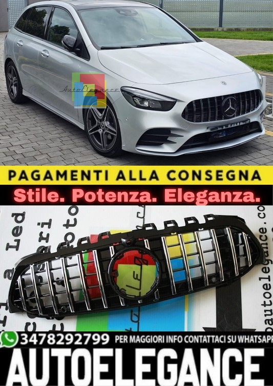 ⭐GRIGLIA ADATTA PER MERCEDES CLASSE B W247 AMG CROMATA SENZA CAMERA⭐