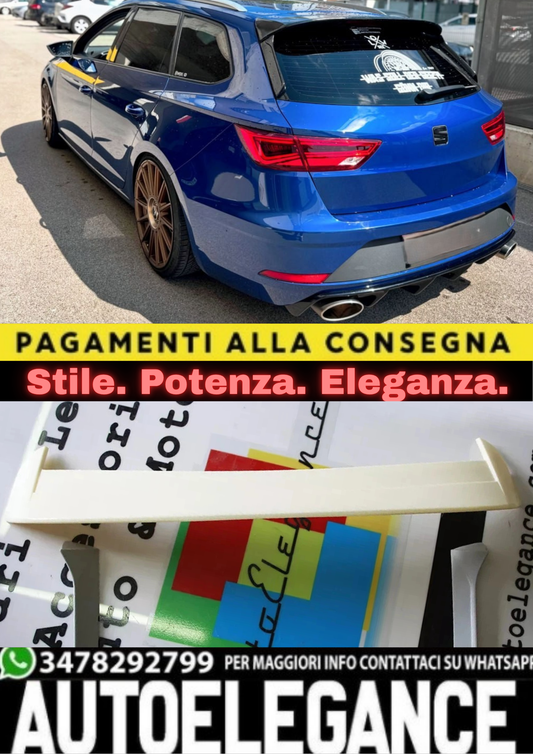 0087🔥SEAT LEON 5F 5 PORTE 2012+ SPOILER SUL TETTO POSTERIORE + DEFLETTORI ABS🔥