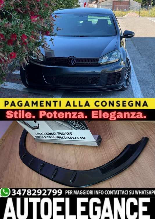 0248 🔥VW GOLF 6 VI GTI SPLITTER SOTTO PARAURTI ANTERIORE NERO LUCIDO🔥