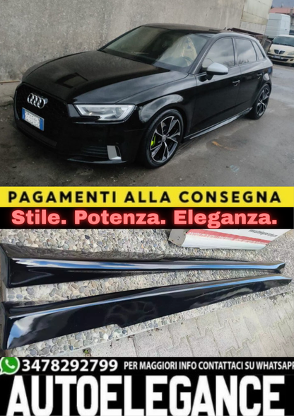 0121🔥MINIGONNE LOOK AERO NERO LUCIDO ADATTE PER AUDI A3 8V DESIGN SPORTIVO🔥