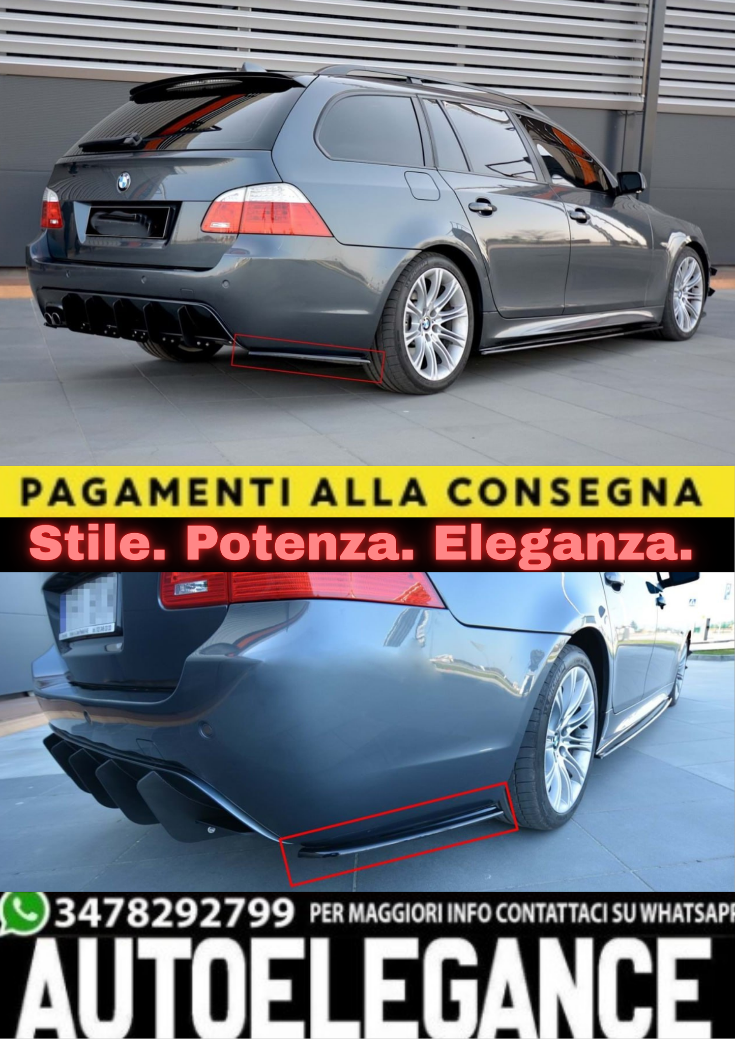 2256🔥FLAP POSTERIORI ADATTO PER BMW SERIE 5 E60 E61 2003-2010 MSPORT🔥