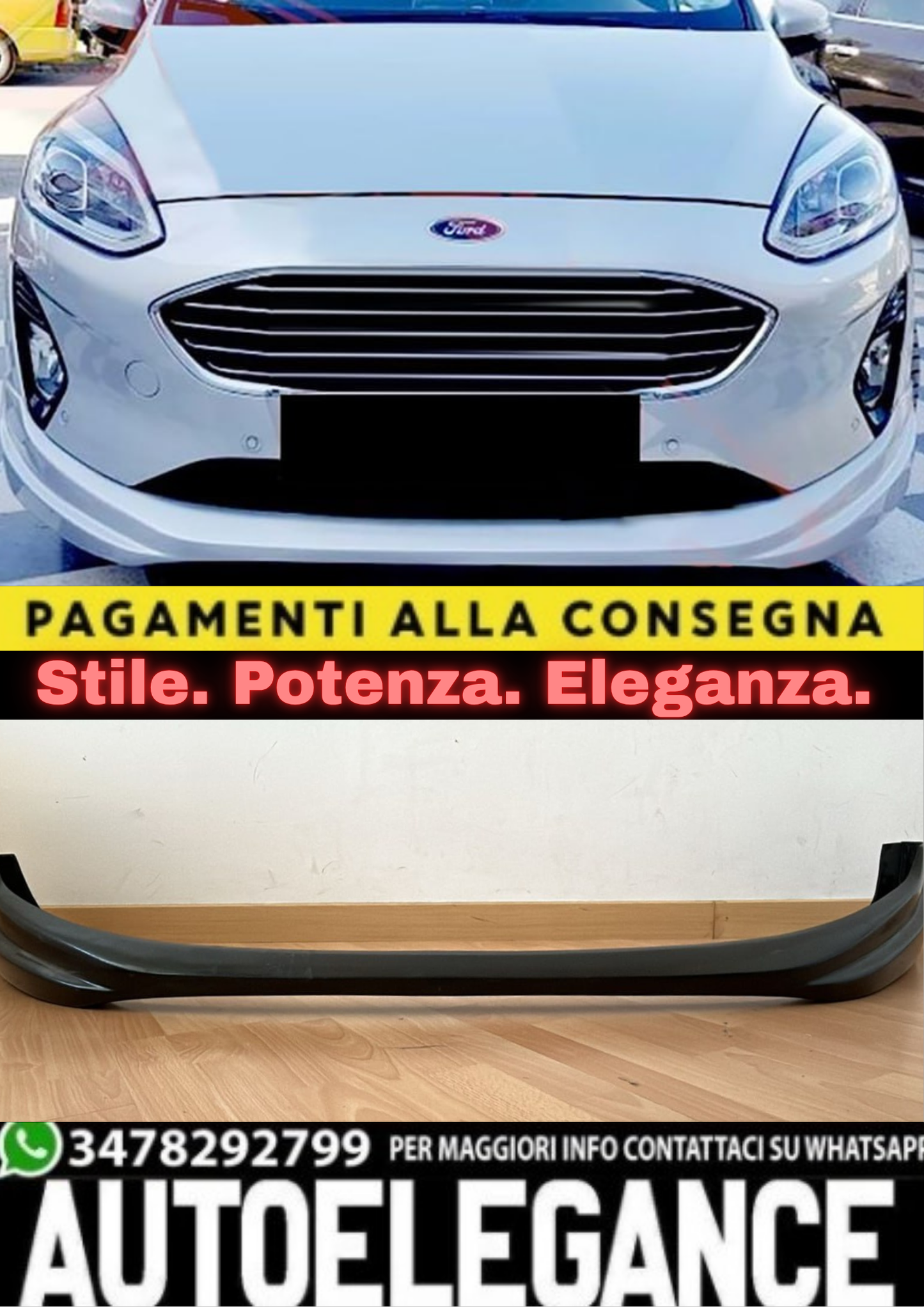 2255🔥SOTTO PARAURTI ADATTO PER FORD FIESTA 2017+ LOOK SPORT GREZZO🔥