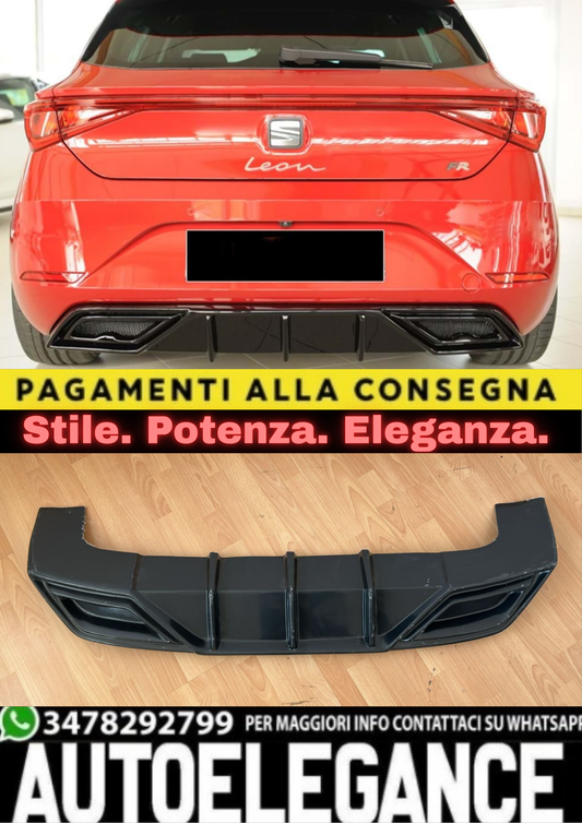 2252🔥DIFFUSORE PER SEAT LEON MK4 – PIANO BLACK VACUUM PLASTIC 2020+🔥