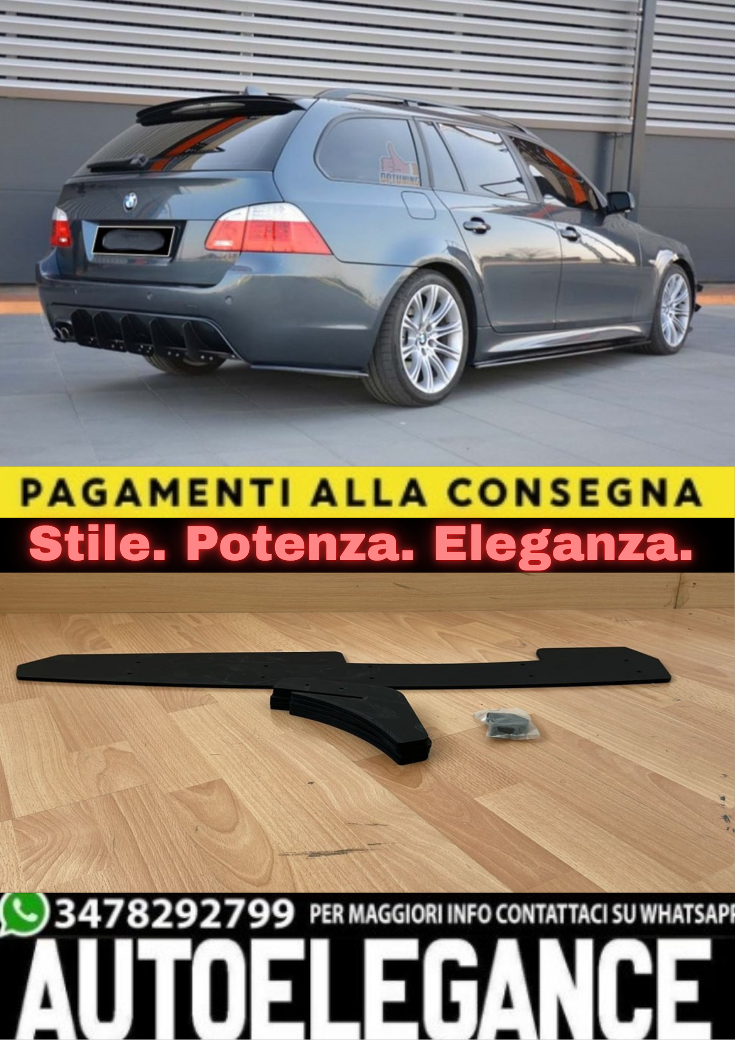 🔥2257 FLAP DIFFUSORE ADATTO PER BMW SERIE 5 E60 E61 2003-2010 MSPORT🔥