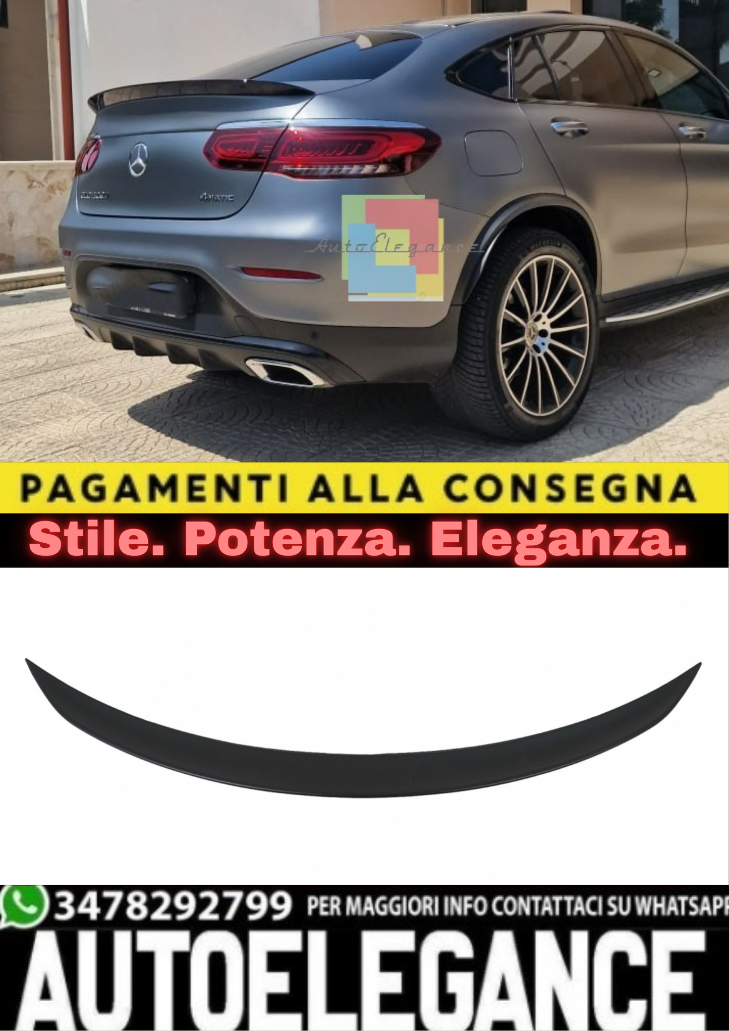 🔥TRUNK SPOILER GLOSS BLACK FOR MERCEDES GLC COUPE C253 (2016–2023)🔥