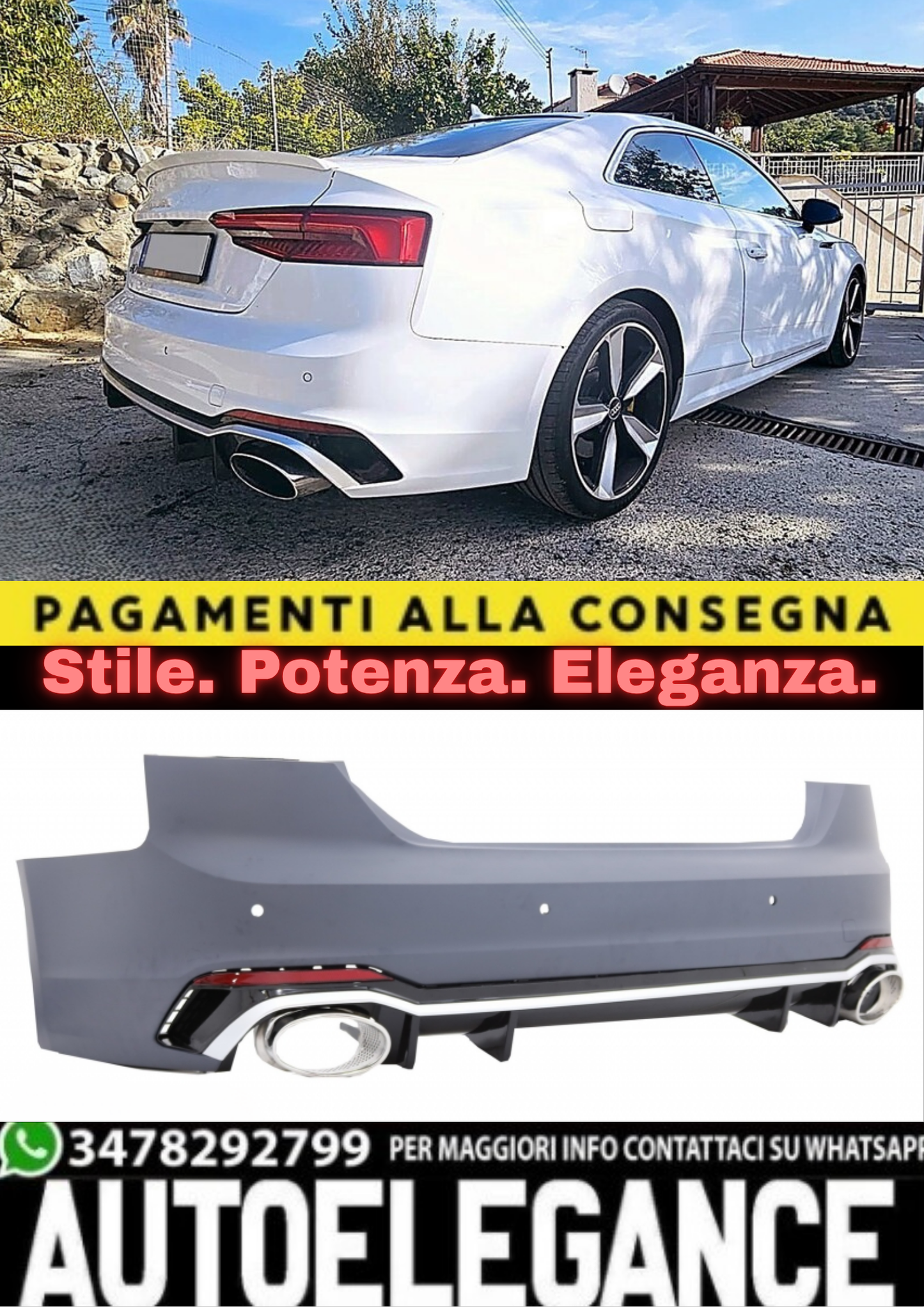 🔥REAR BUMPER FOR AUDI A5 F5 (2017+) – RS5 DESIGN FOR QUATTRO MODELS🔥