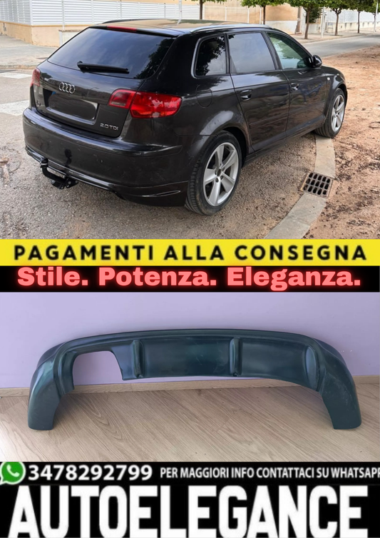 0263🔥DIFFUSORE POSTERIORE PER AUDI A3 8P SPORTBACK 2005-2008🔥