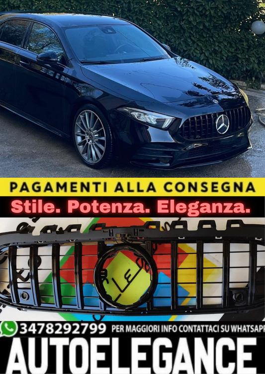 0032🔥GRIGLIA ADATTA PER MERCEDES CLASSE A W177 LOOK GT NERA SENZA CAMERA🔥