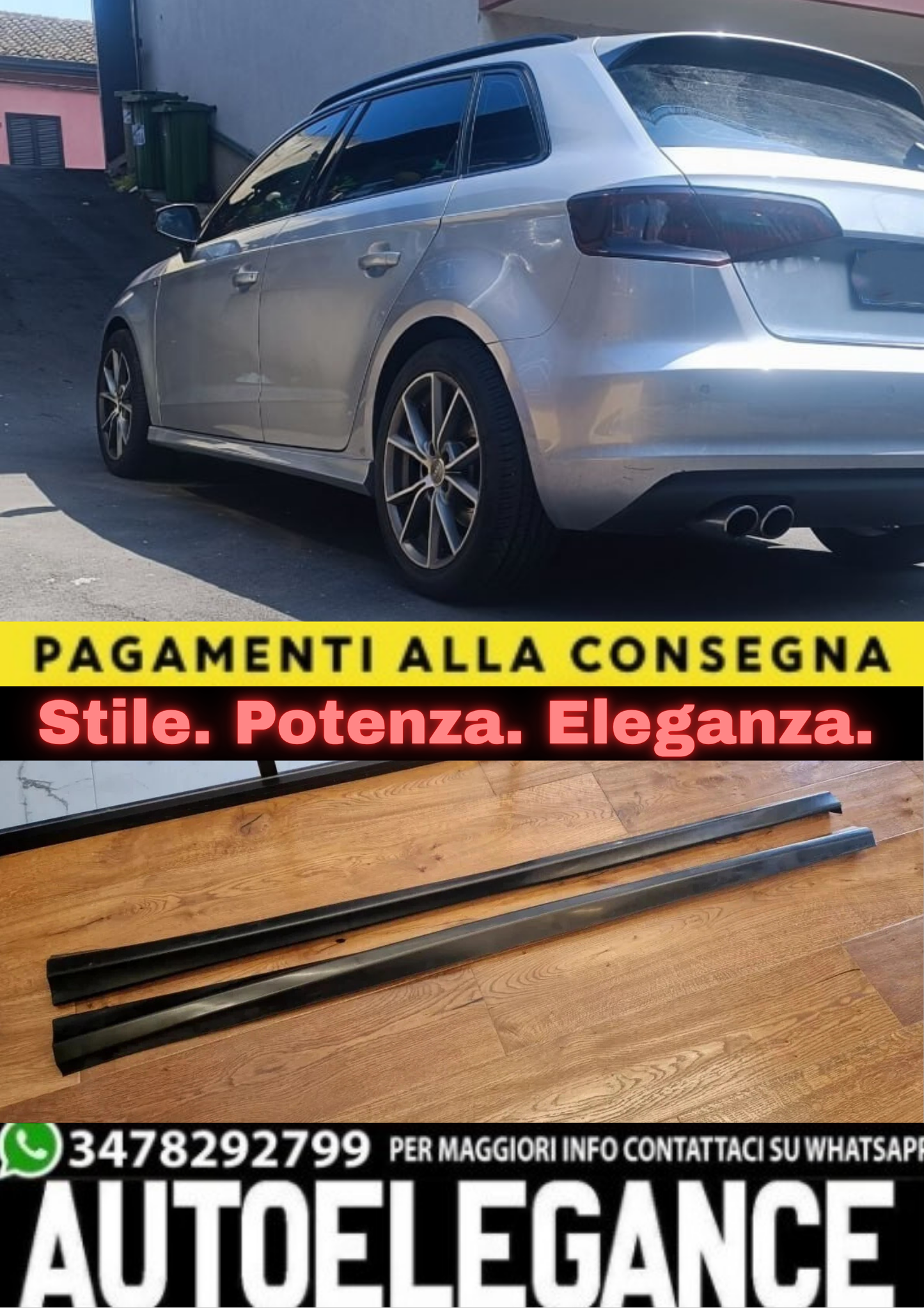 🔥0964 MINIGONNE ADATTO PER AUDI A3 8V 2012-2020 LOOK S3 ABS SPECIFICHE🔥