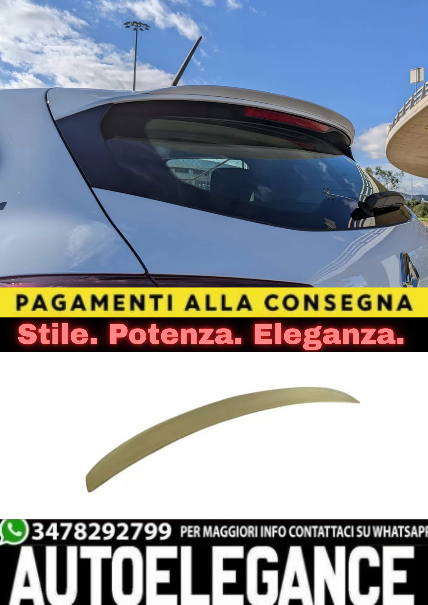 0834🔥SPOILER ADATTO PER RENAULT CLIO 5V 2019-2022 GREZZO ALA🔥