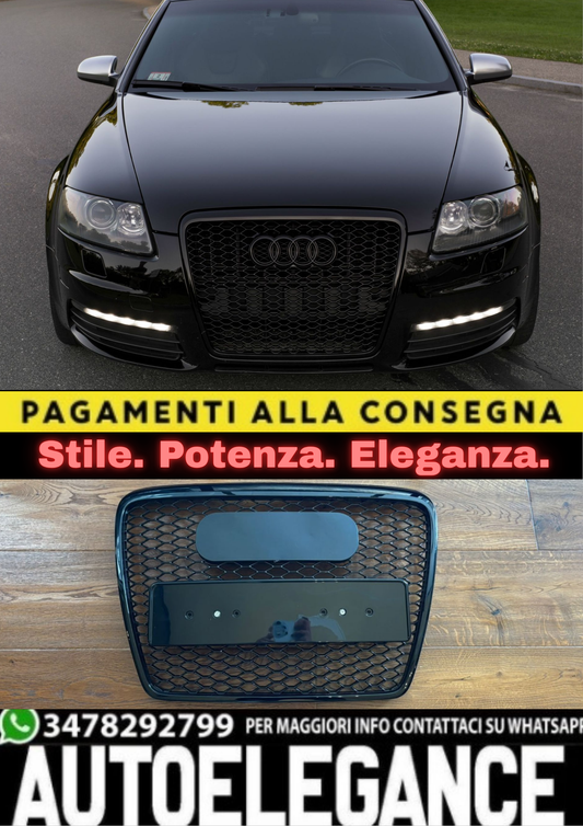 0578💥GRIGLIA ADATTO PER AUDI A6 4F 2004-2011 LOOK RS6 NERO LUCIDA💥