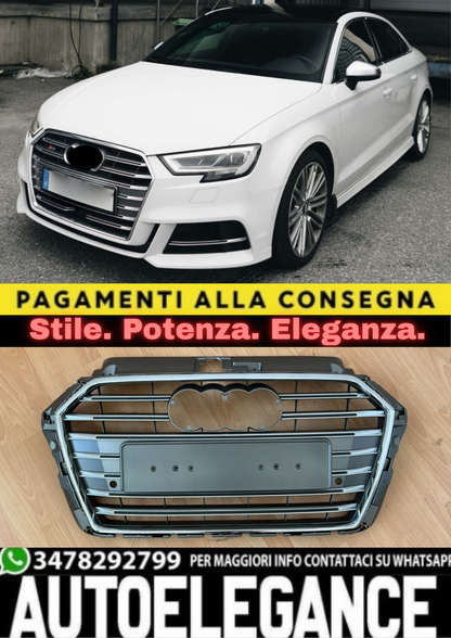 0756💥GRIGLIA ADATTO PER AUDI A3 8V 2017-2020 LOOK S3 GRIGIO💥