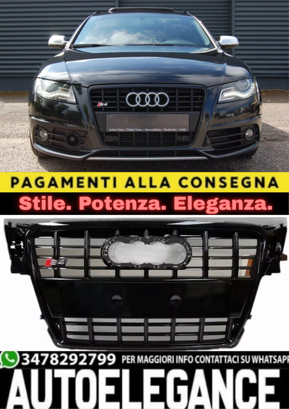 1942💥GRIGLIA ADATTO PER AUDI A4 B8 2007-2011 LOOK S4 NERO LUCIDO💥