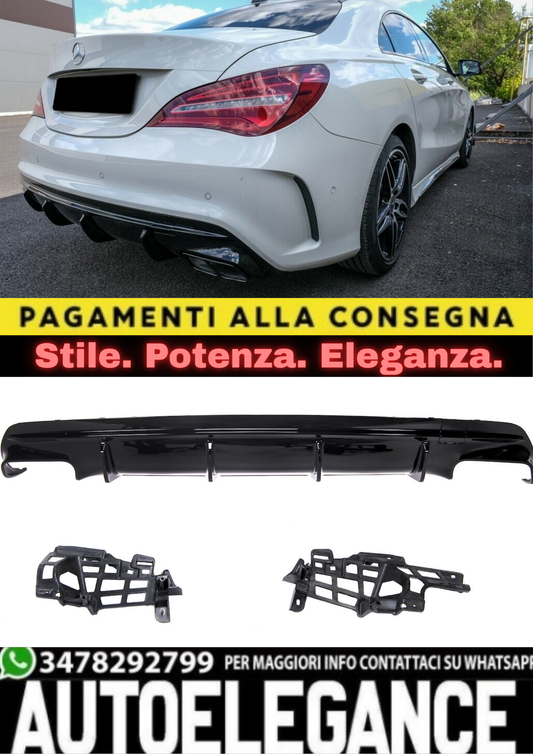 💥DIFFUSORE POSTERIORE PER MERCEDES CLA (13–19) NERO LUCIDO CON SHOOTING BRAKE💥