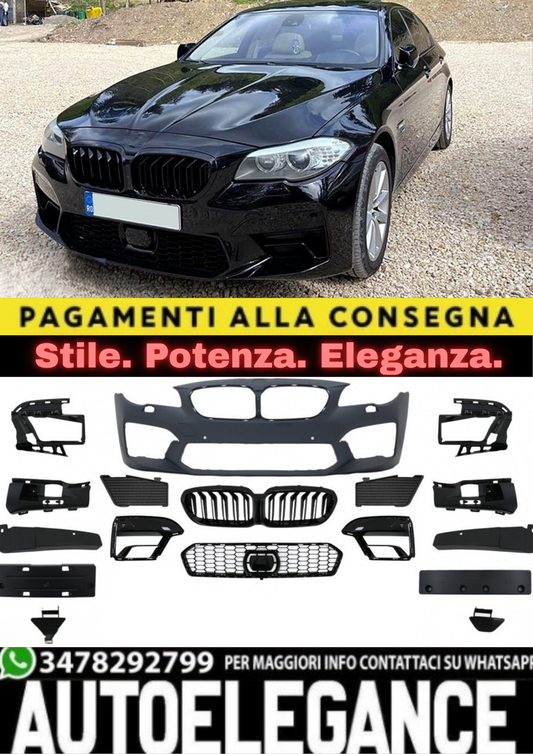 💥PARAURTI ANTERIORE CON GRIGLIE CENTRALI PER BMW SERIE 5 F10 F11 (2011-2017) 💥