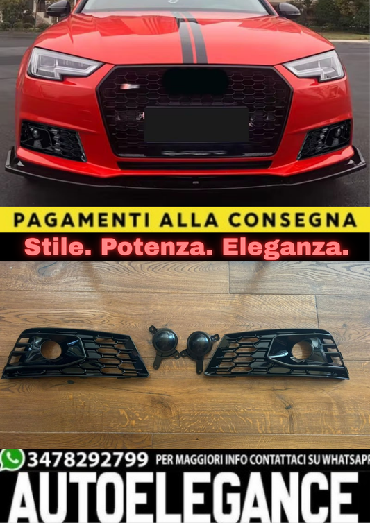 2263💥GRIGLIE FENDINEBBIA PER AUDI A4 B9 2015-2019 STANDARD LOOK RS4 RADAR💥