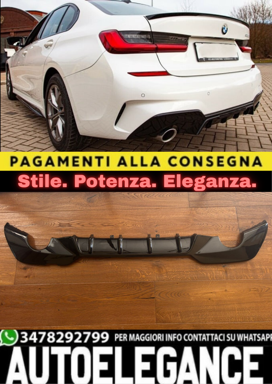 1923💥DIFFUSORE PER BMW SERIE 3 G20 G21 2018-2022 MSPORT NERO LUCIDO💥