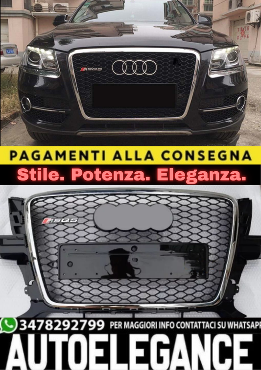 1947💥GRIGLIA ADATTO PER AUDI Q5 8R 2007-2011 LOOK RSQ5 NERO BORDO CROMATO💥