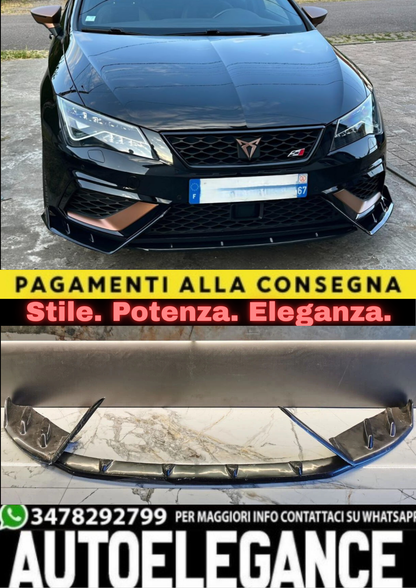 0008⭐SEAT LEON 5F SPOILER SOTTO PARAURTI ANTERIORE ABS NERO SPLITTER✨