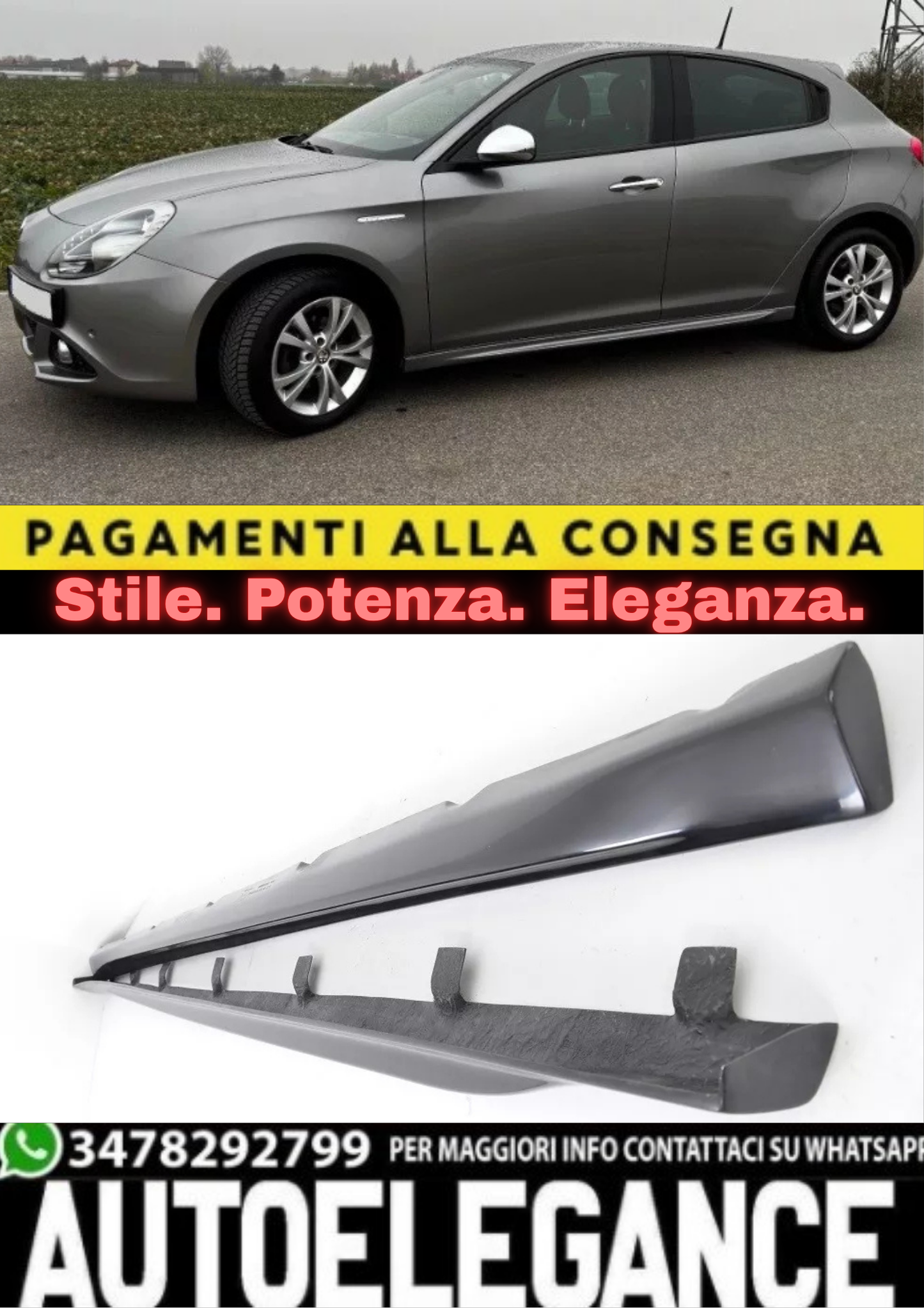 🔥COPPIA MINIGONNE LATERALI STILE SPORT PER ALFA ROMEO GIULIETTA (2010–2020) 🔥
