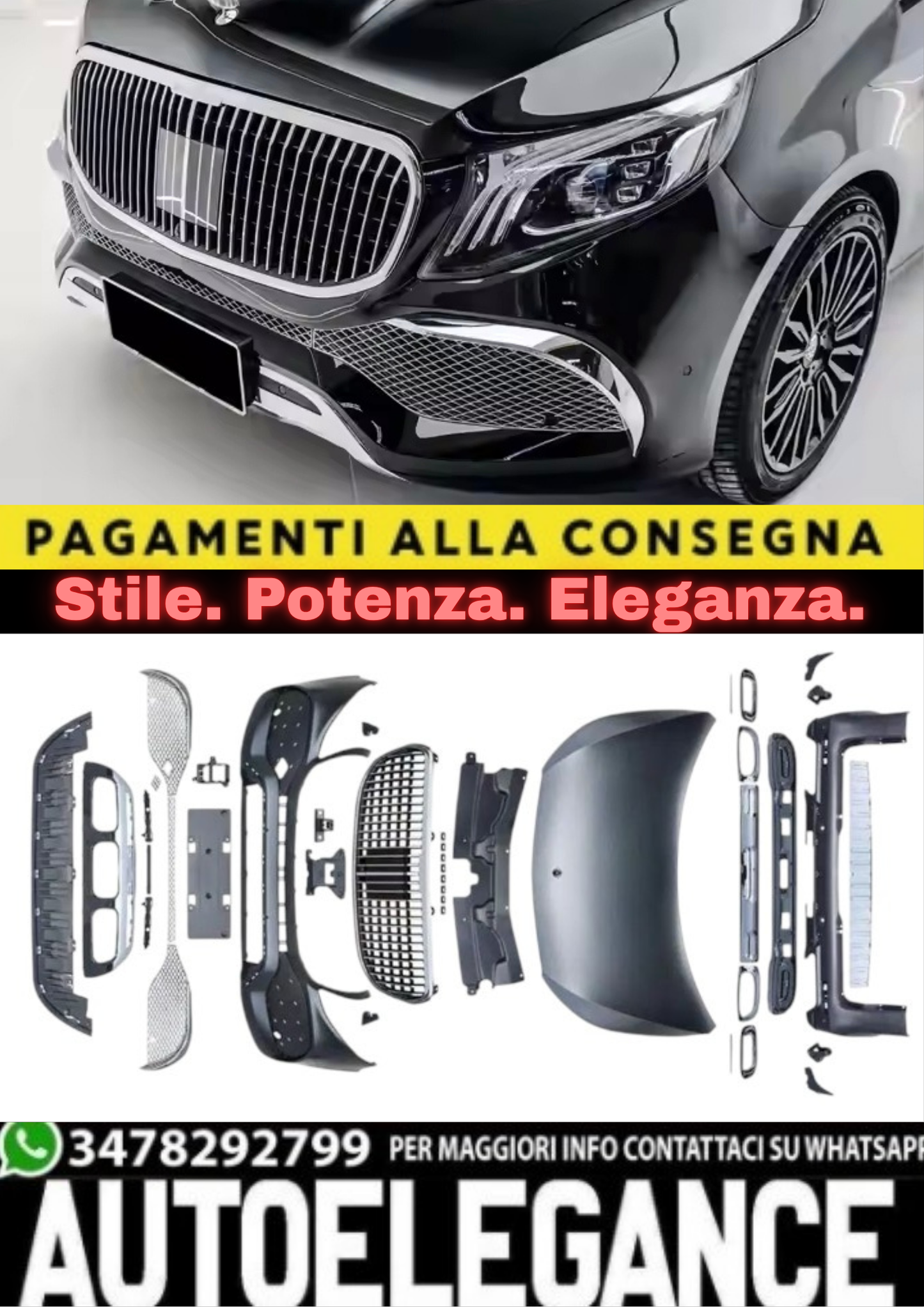 🔥BODYKIT COMPLETO PER MERCEDES V-CLASS W447 LOOK MAYBACH 2014–2020🔥