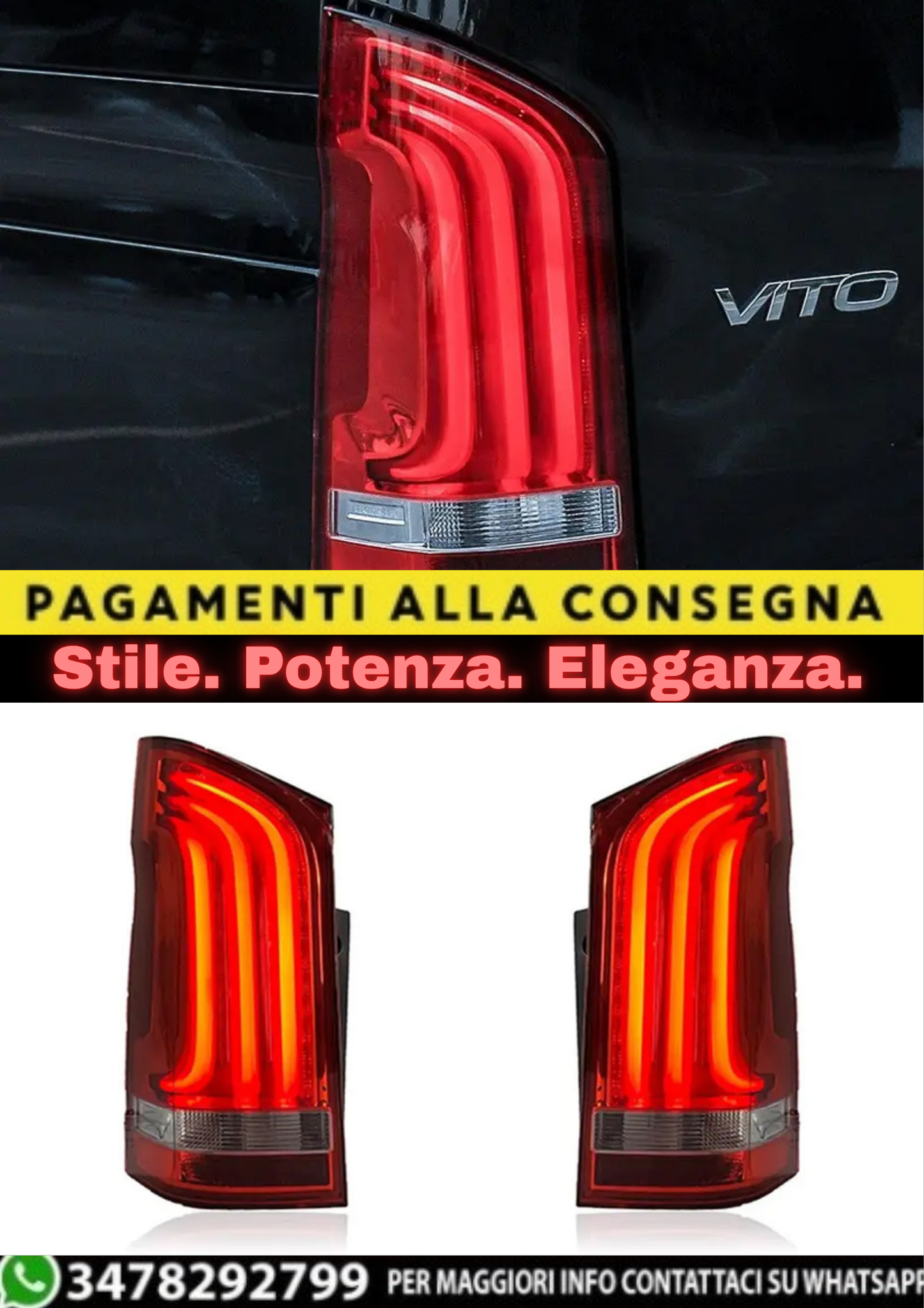 🔥 FANALI POSTERIORI A LED PER MERCEDES V-CLASS W447 (2014–2020) 🔥
