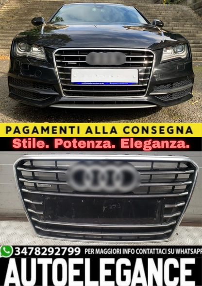 1945⭐GRIGLIA PER AUDI A7 2010-2014 LOOK S7 NERA PROFILI CROMATI⭐