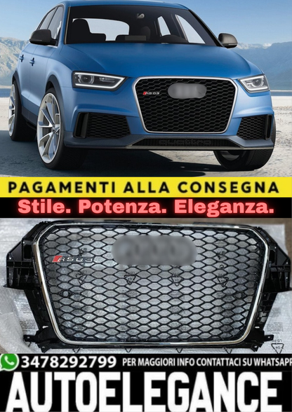 1946⭐GRIGLIA PER AUDI Q3 8U 2011-2015 LOOK RSQ3 NERA PROFILO CROMATO⭐