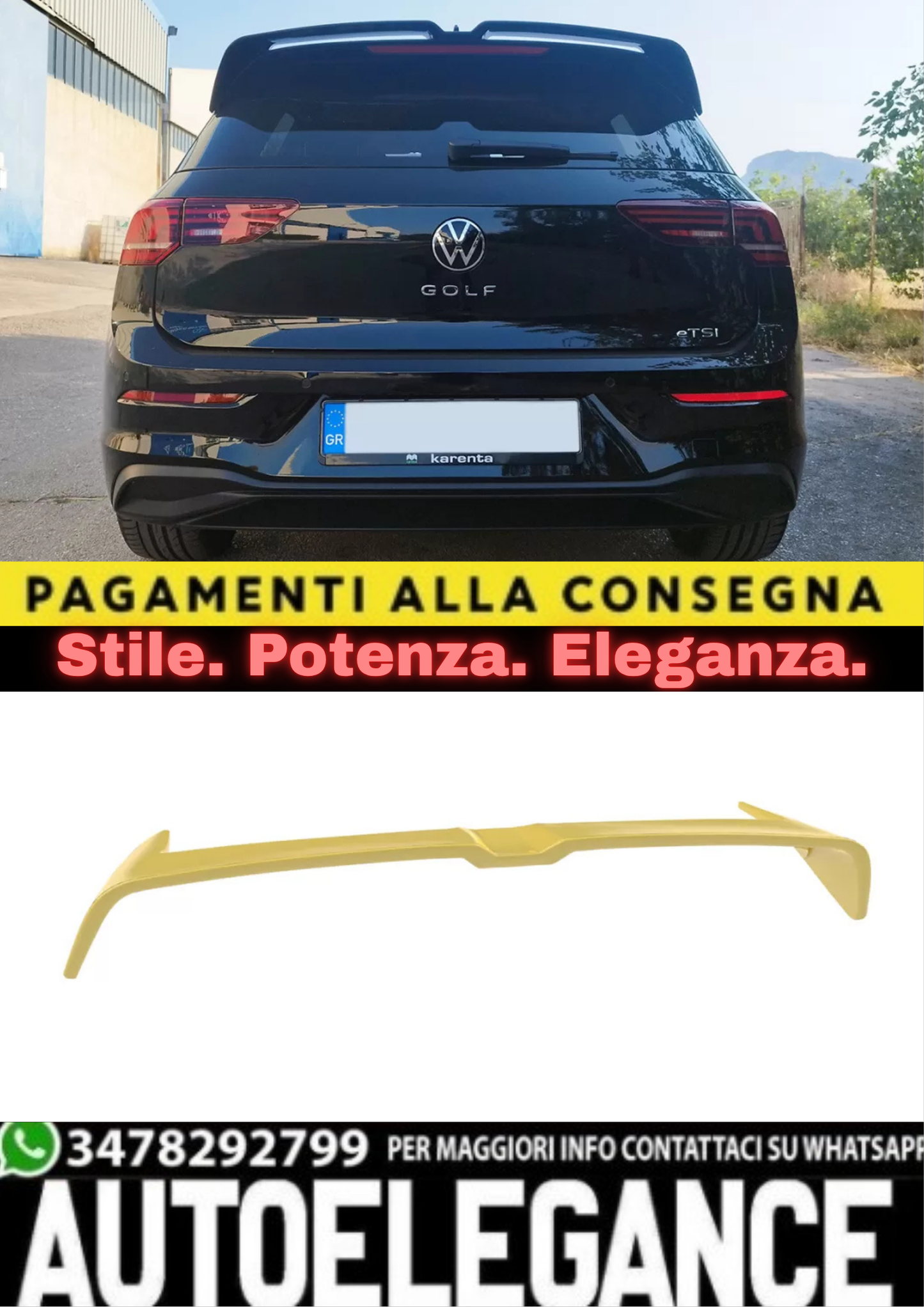 🔥SPOILER TETTO VERSIONE V.2 PER VOLKSWAGEN GOLF MK8 🔥