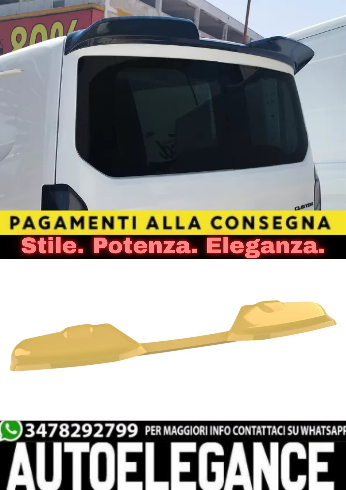 🔥SPOILER TETTO PER PORTELLONE FORD TRANSIT / TOURNEO CUSTOM MK2 & VW T7🔥